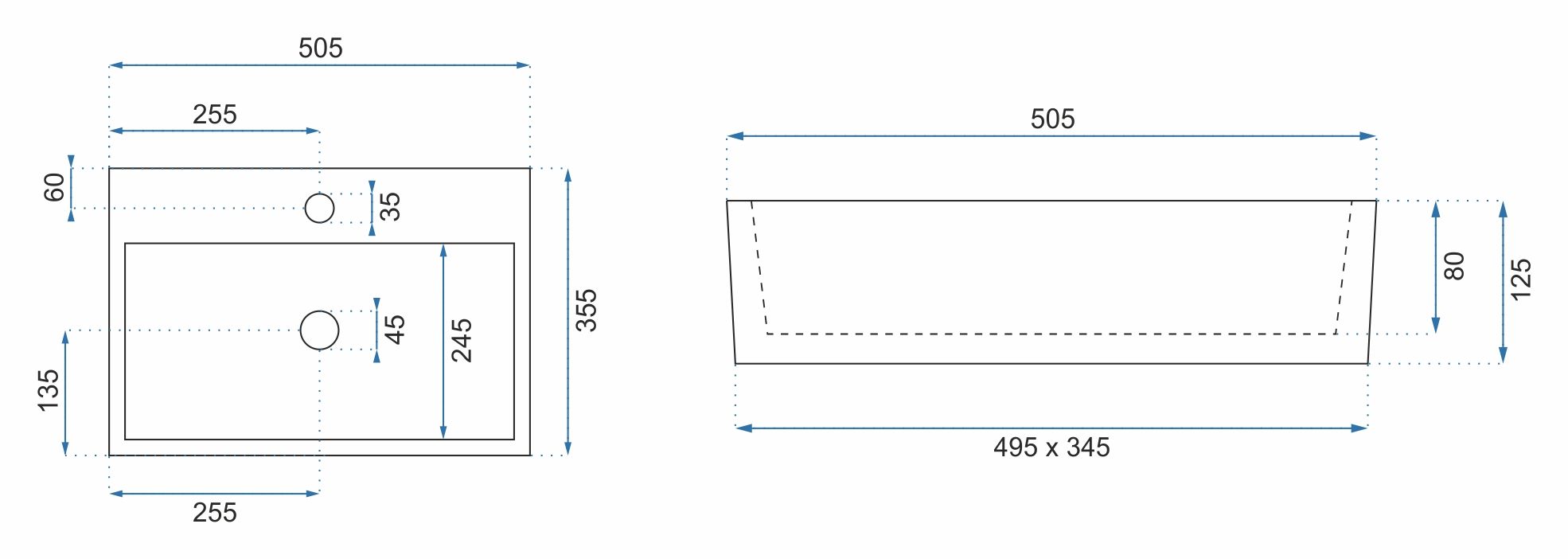 Umywalka nablatowa/ścienna Rea Valeria N