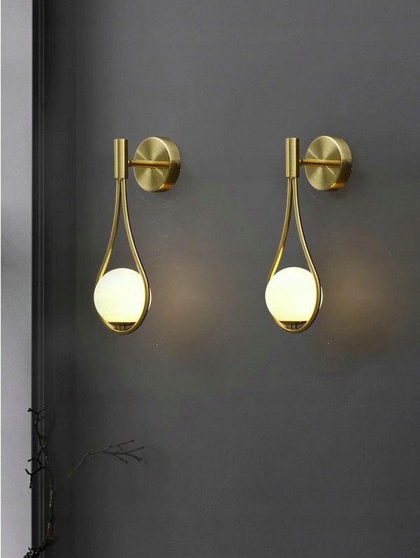 Lampa Ścienna Kinkiet Szklana Kula APP603-1W Złota