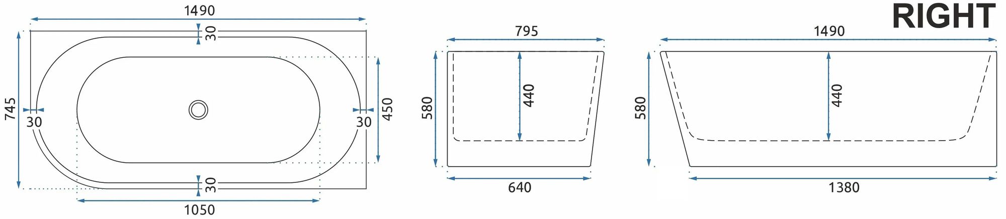 Wanna Akrylowa Narożna SYDNEY BELLANTO PRAWA 150cm