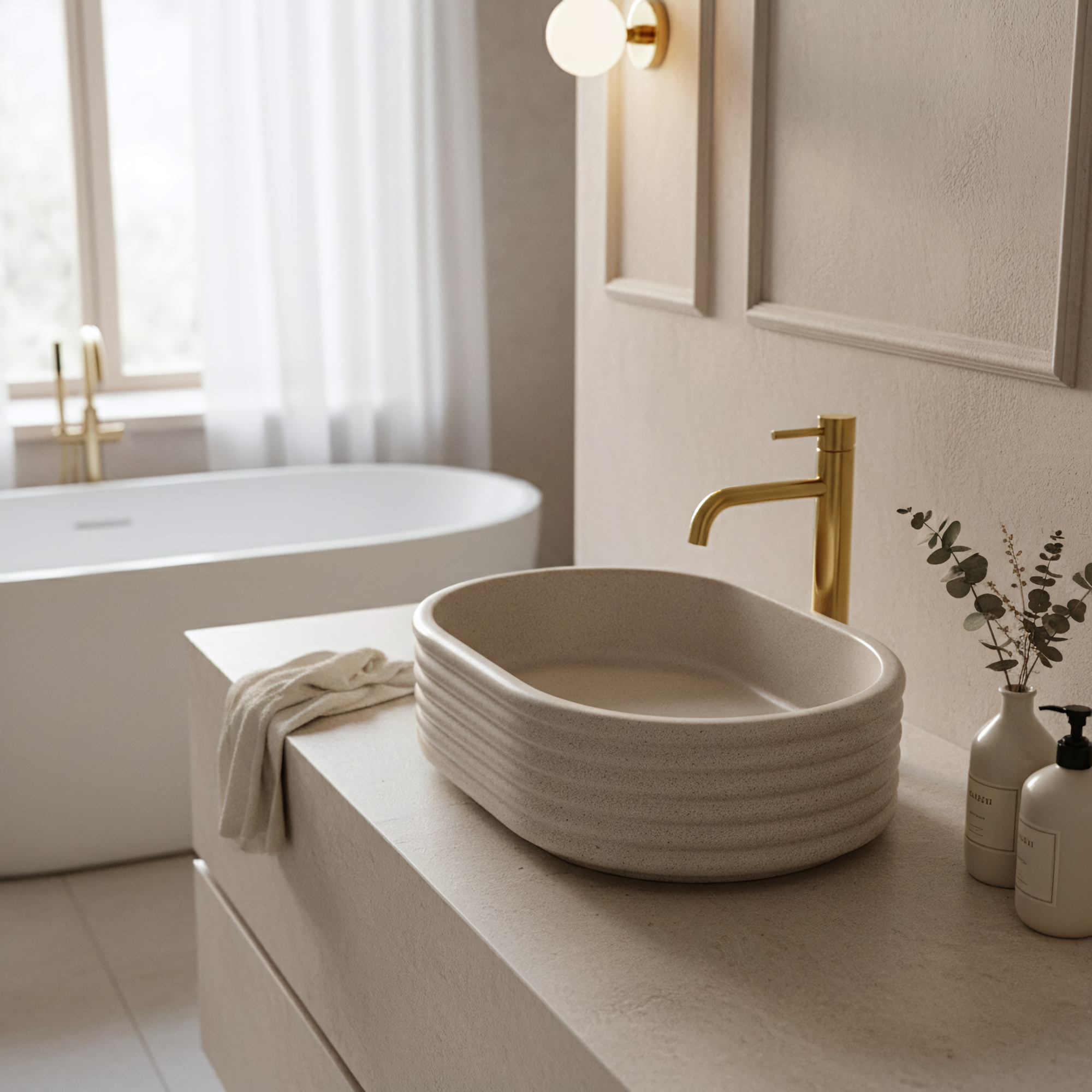 Umywalka nablatowa Rea Nicoletta Beige  3