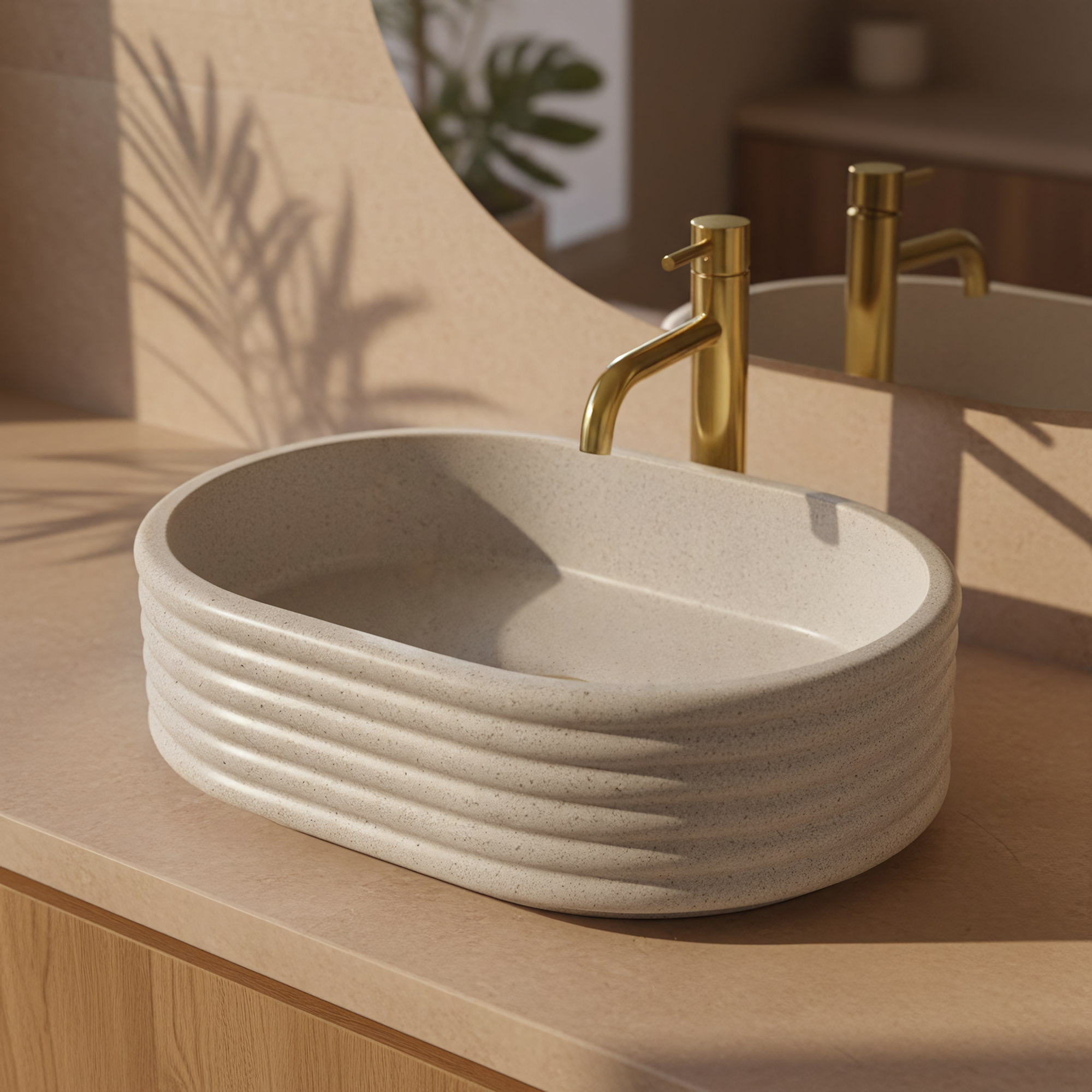 Umywalka nablatowa Rea Nicoletta Beige  1