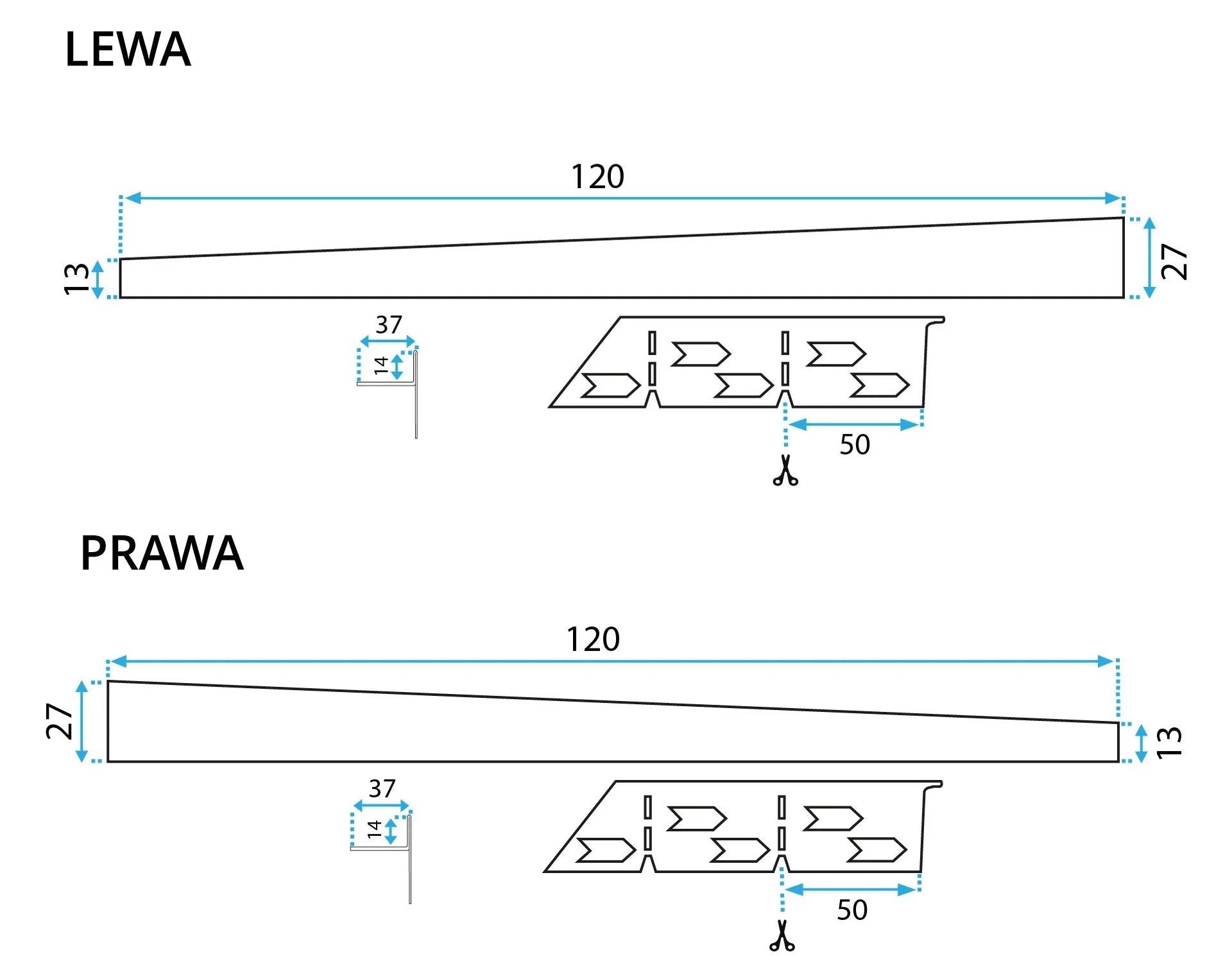 Listwa Spadkowa Brodzikowa 120cm Miedź Szczotkowana Prawy 8