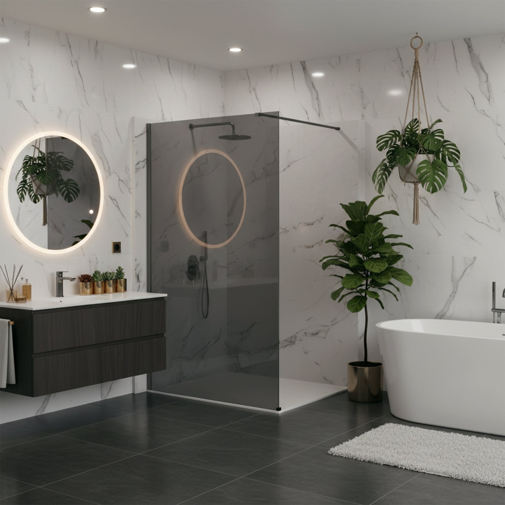Kabina prysznicowa Walk-In Rea Flexi Grey / Tytan 130  2