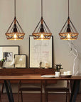 Lampa sufitowa geometryczna wisząca w stylu loft boho sznur APP678-1CP