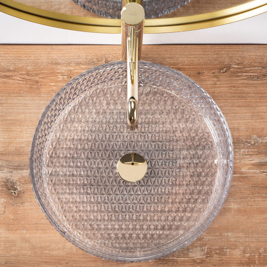 Umywalka nablatowa Rea Cristal Transparent 39