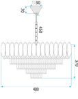 Lampa Wisząca Z Kryształami G057-cp 50cm Złota  6