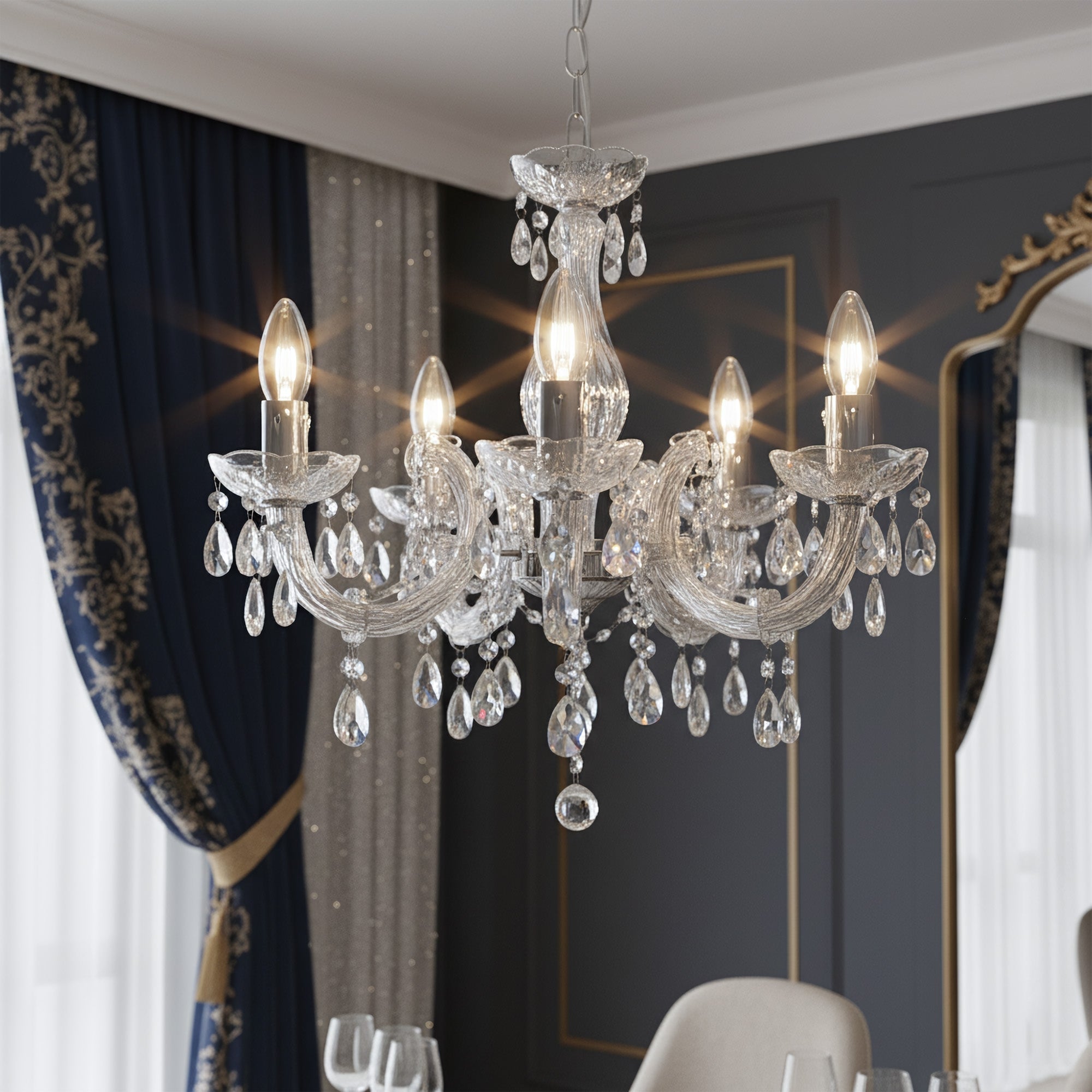 Lampa Sufitowa Wisząca Ebt001-5cp Transparent  1