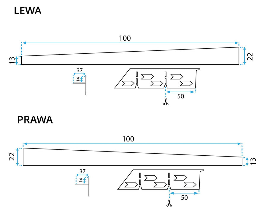 Listwa spadkowa brodzikowa 100cm Nikiel Szczotkowany