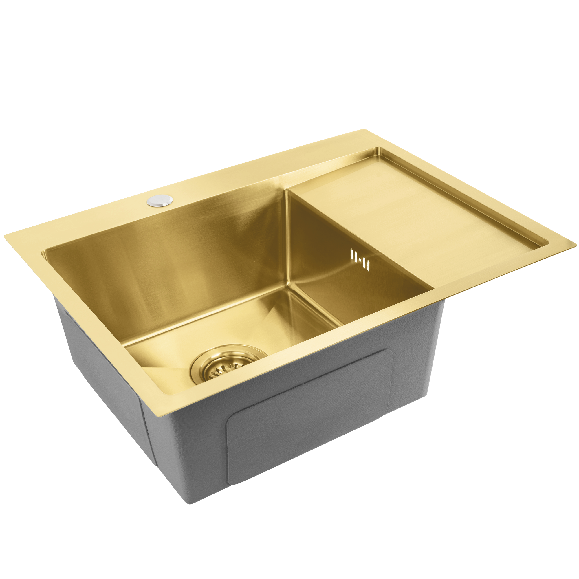 Zlewozmywak stalowy REA Fin Złoty szczotkowany Bez baterii kuchennej 8