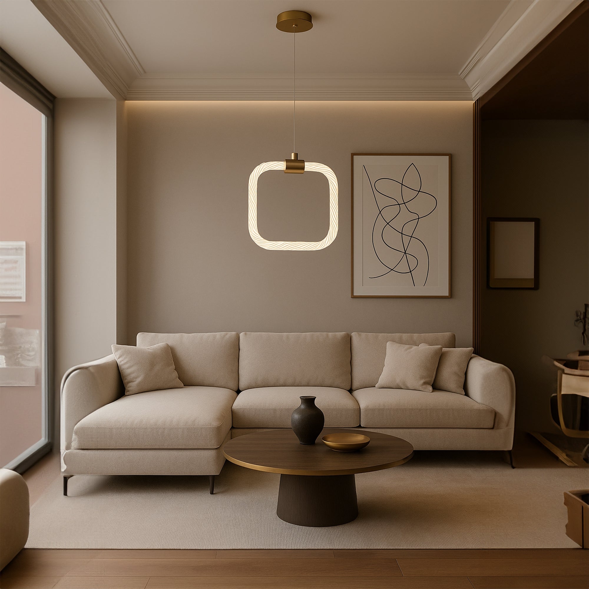 Lampa Sufitowa Wisząca Led Lhj056-cp1 Złota Szczotkowana  3