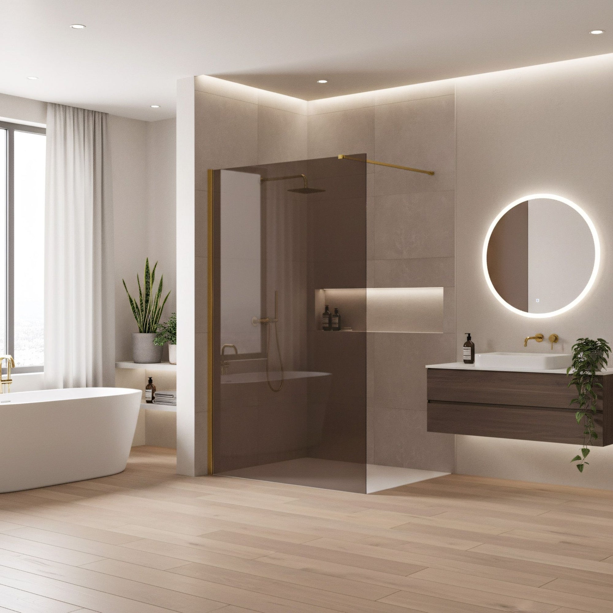 Kabina prysznicowa Walk-In Rea Flexi Brown / Gold 120  4