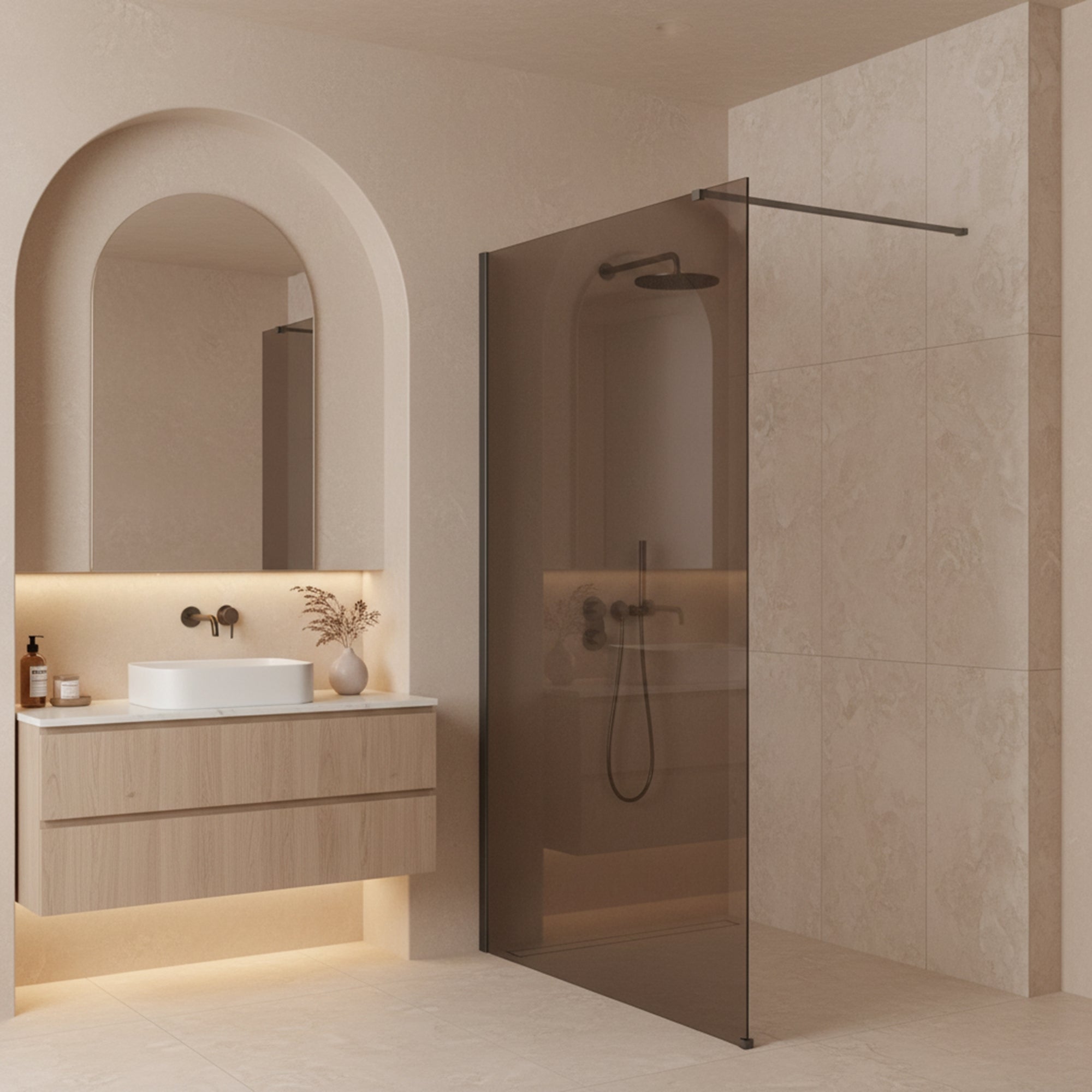 Kabina prysznicowa Walk-In Rea Flexi Brown / Tytan 130  4