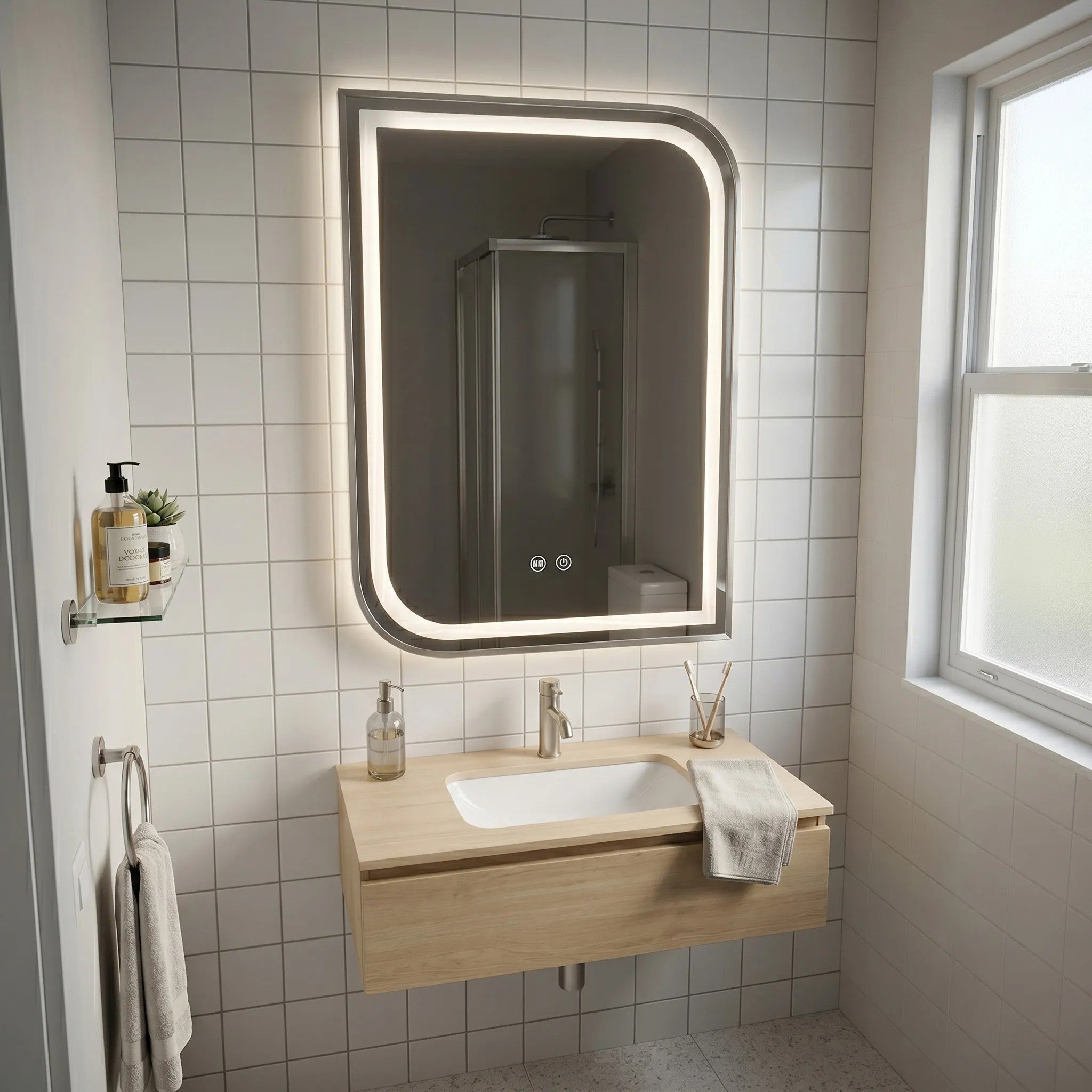 Lustro ścienne LED ZONE 70x50 Nikiel Szczotkowany  3