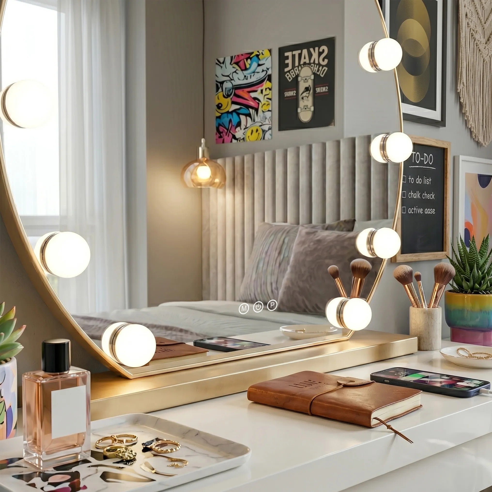 Lustro LED Hollywood Okrągłe L. Gold 50 cm  3