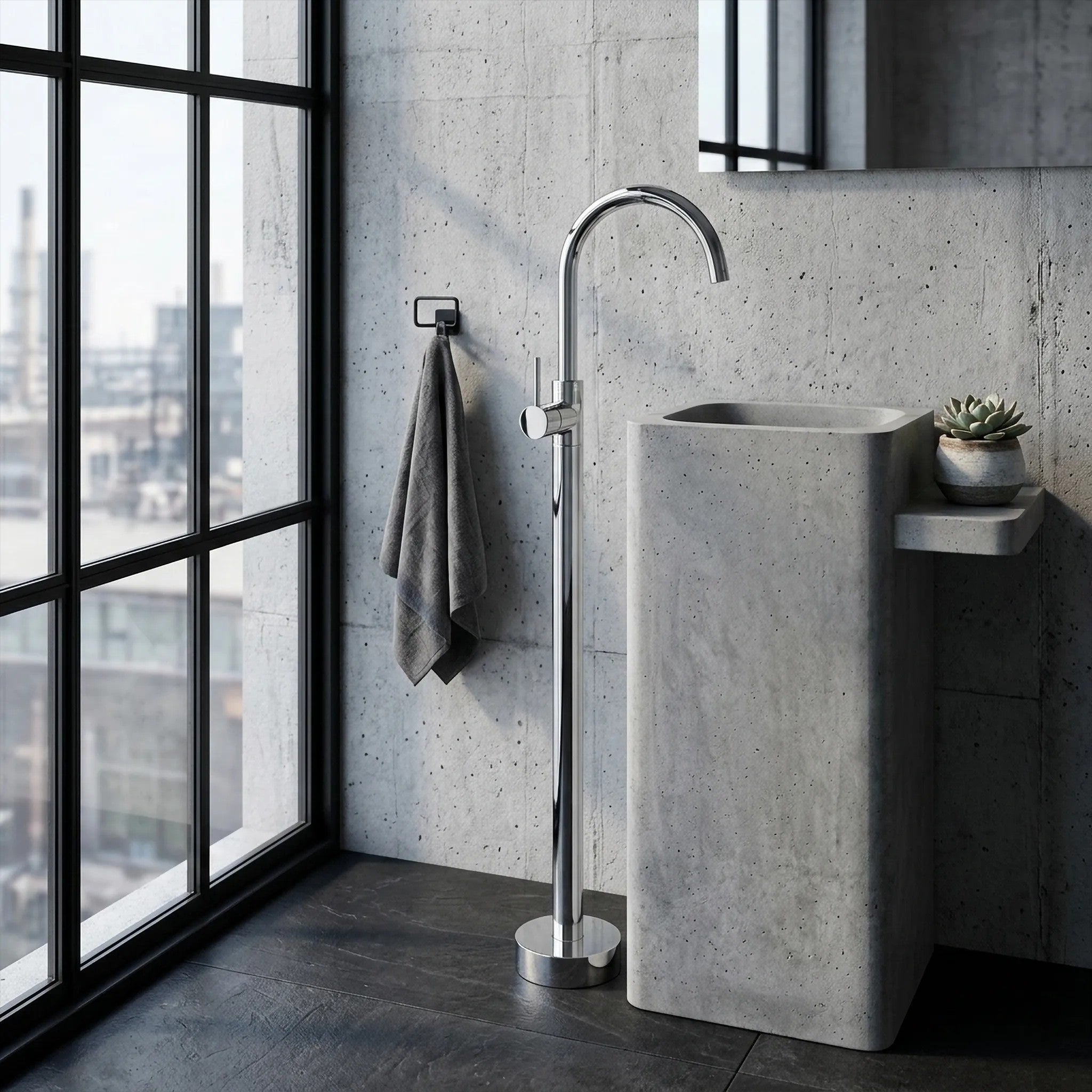 Bateria umywalkowa podłogowa Rea Lungo Chrom  3