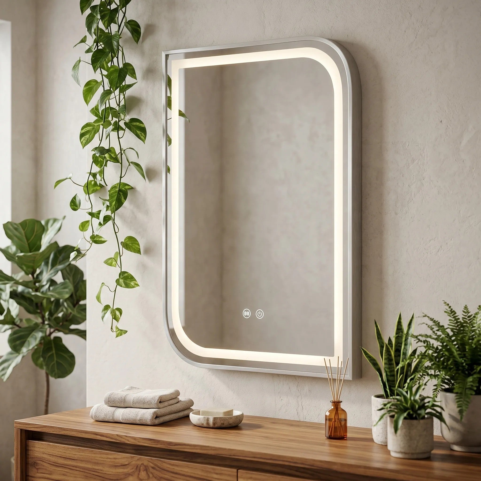 Lustro ścienne LED ZONE 80x60 Nikiel Szczotkowany  3