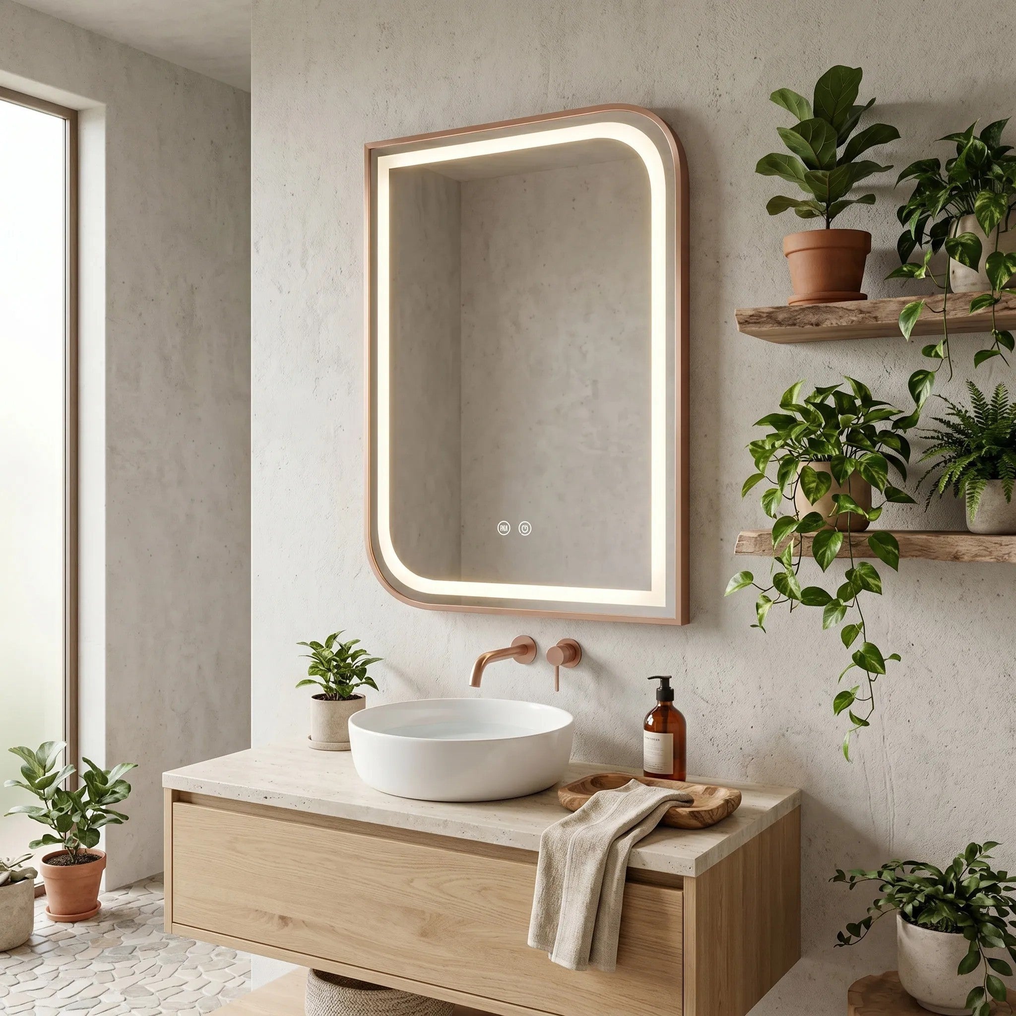 Lustro ścienne LED ZONE 70x50 Różowe Złoto Szczotkowane  3