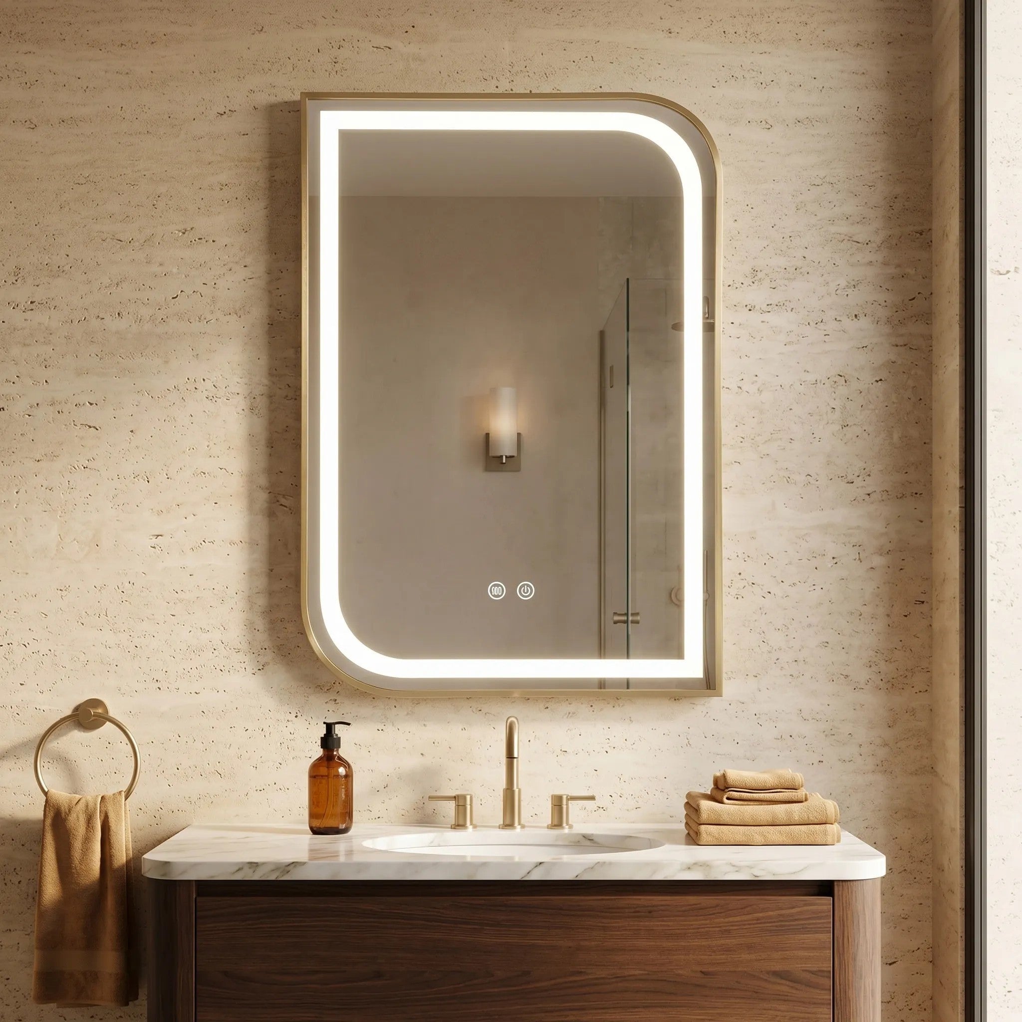 Lustro ścienne LED ZONE 80X60 Złoty Szczotkowany  3