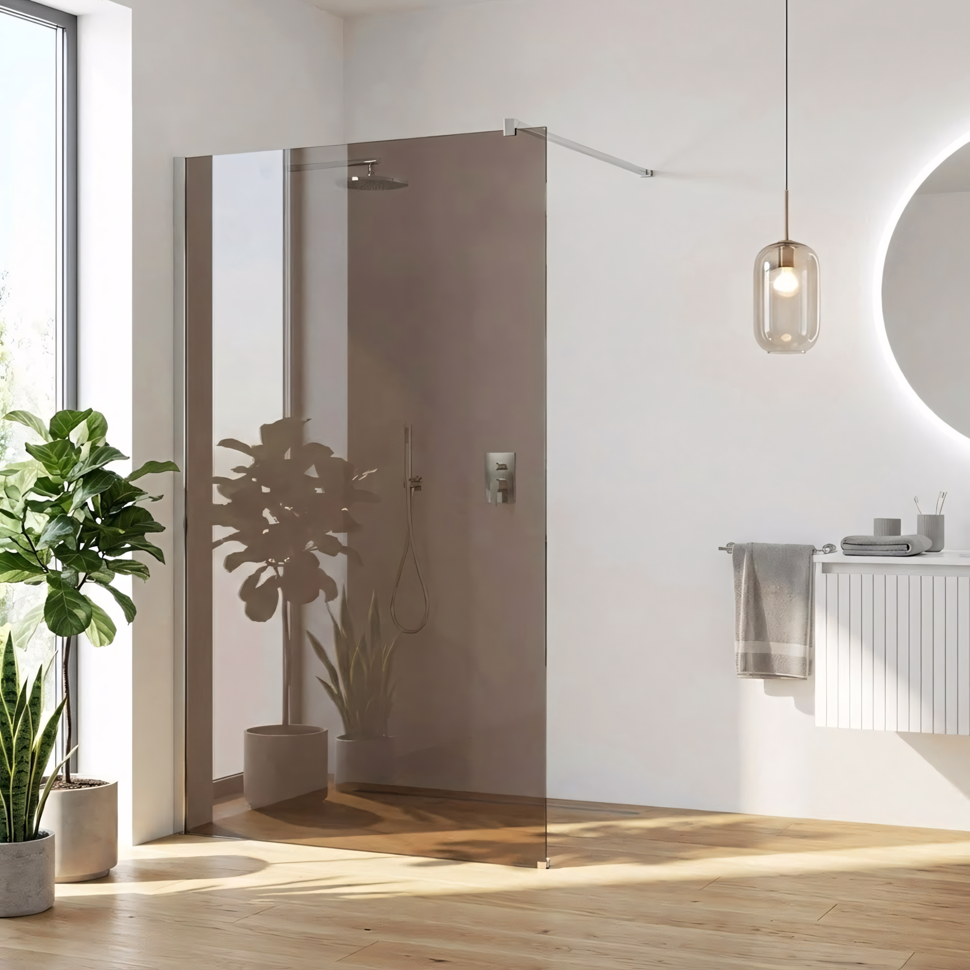 Kabina prysznicowa Walk-In Rea Flexi Brown / Chrome 120  3