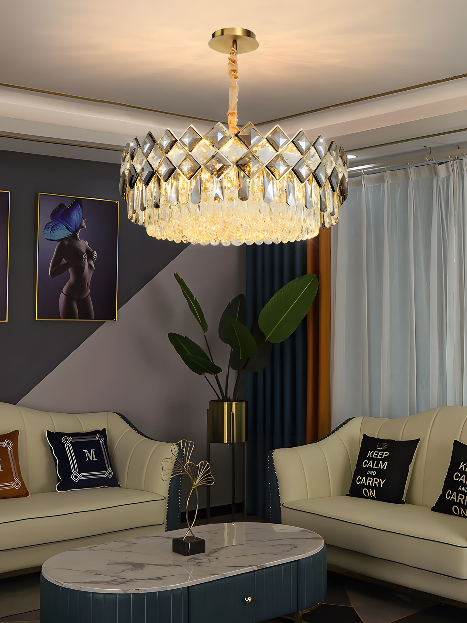 Lampa Kryształowa Wisząca APP1540-8CP60 Gold  5