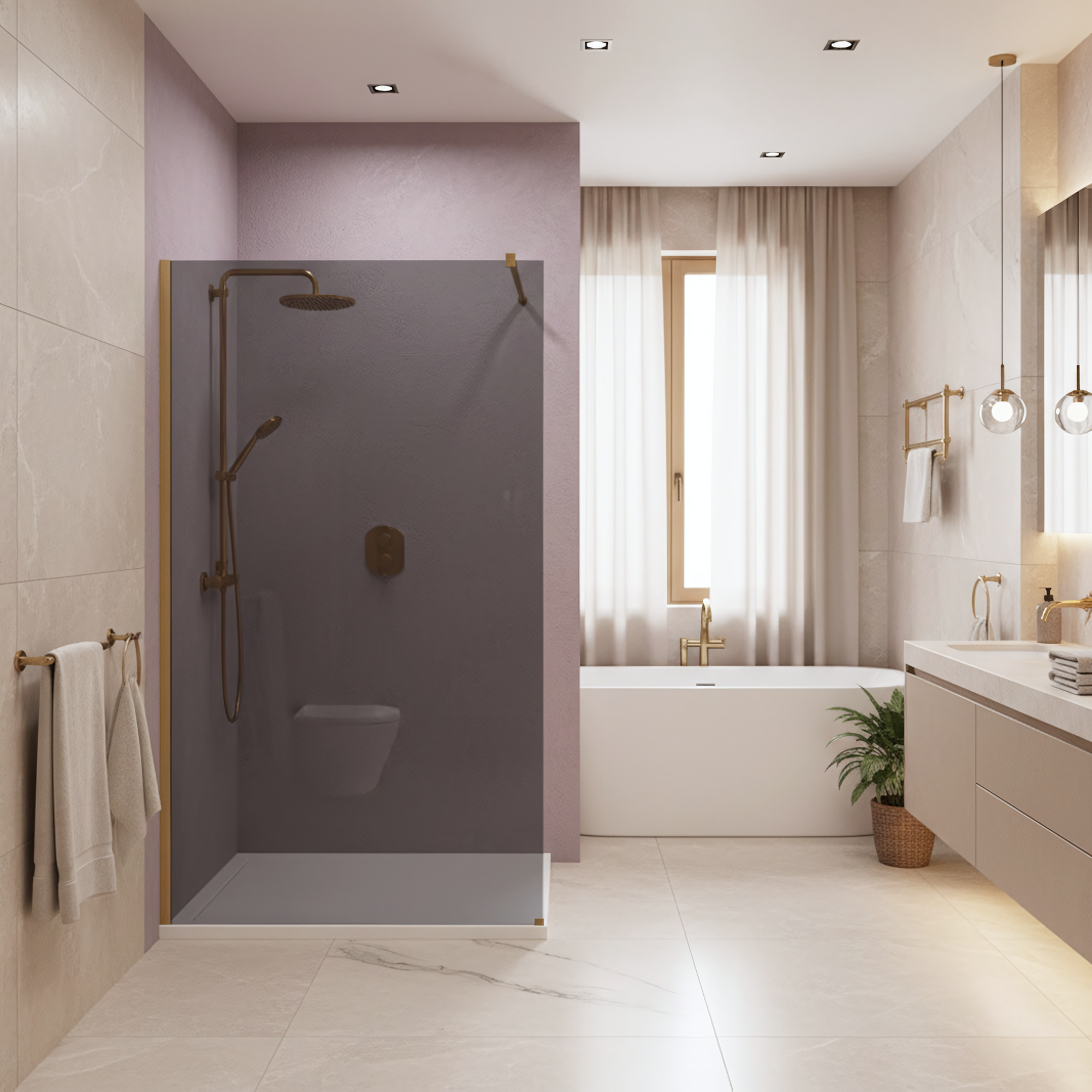 Kabina prysznicowa Walk-In Rea Flexi Grey / Brush Gold 130  6