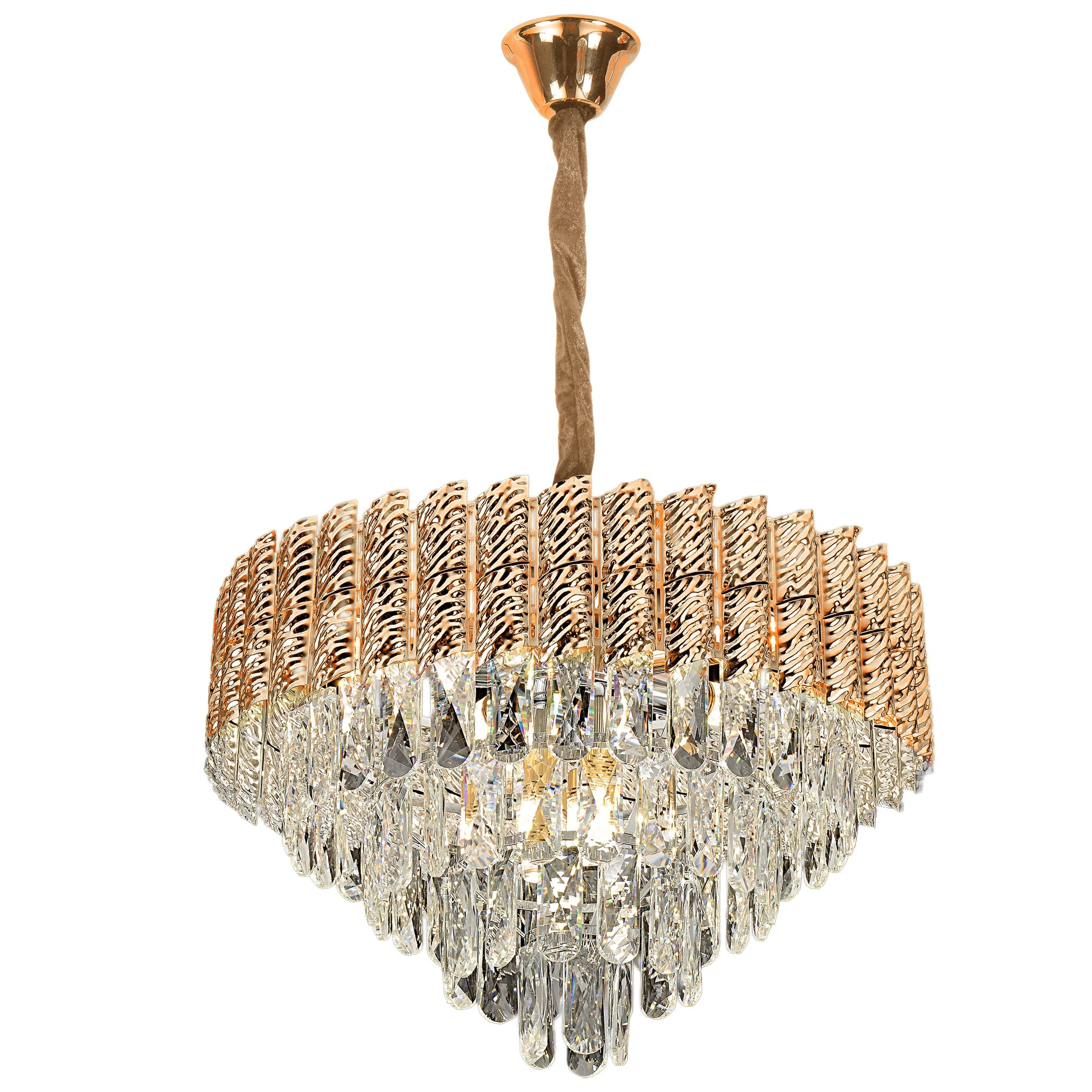 Lampa Wisząca Z Kryształami G054-cp 50cm Złota  1