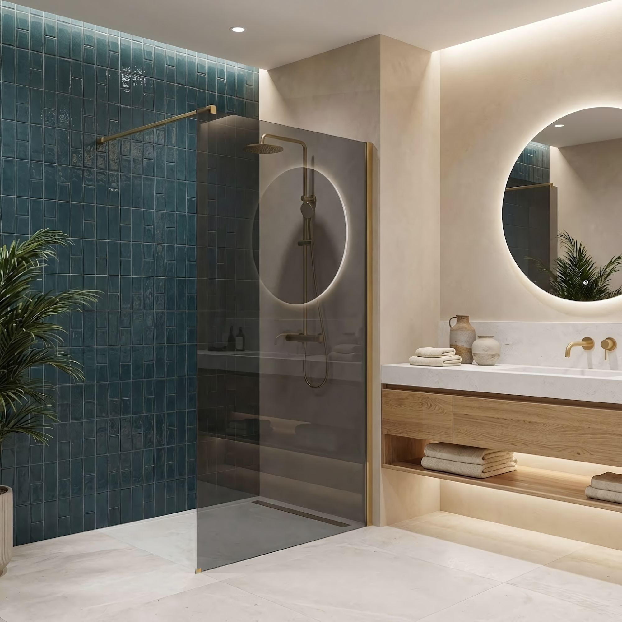 Kabina prysznicowa Walk-In Rea Flexi Grey / Brush Gold 80  4