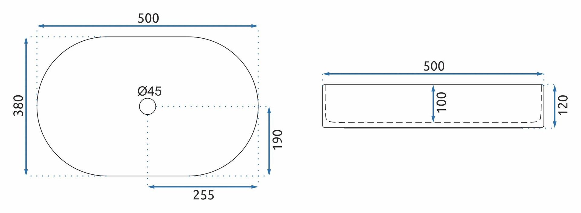 Umywalka nablatowa Rea Nadia 50