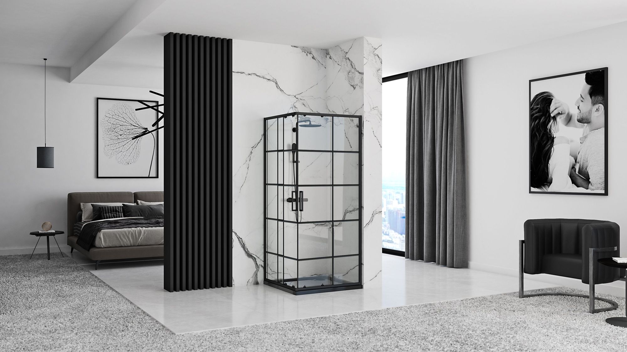 Kabina prysznicowa Rea Concept Black 80x80