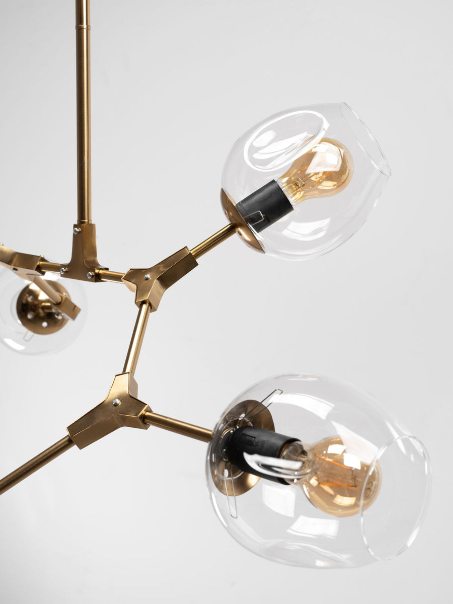 Lampa Wisząca Szklane Kule 5 Ramion APP506-5C Złota