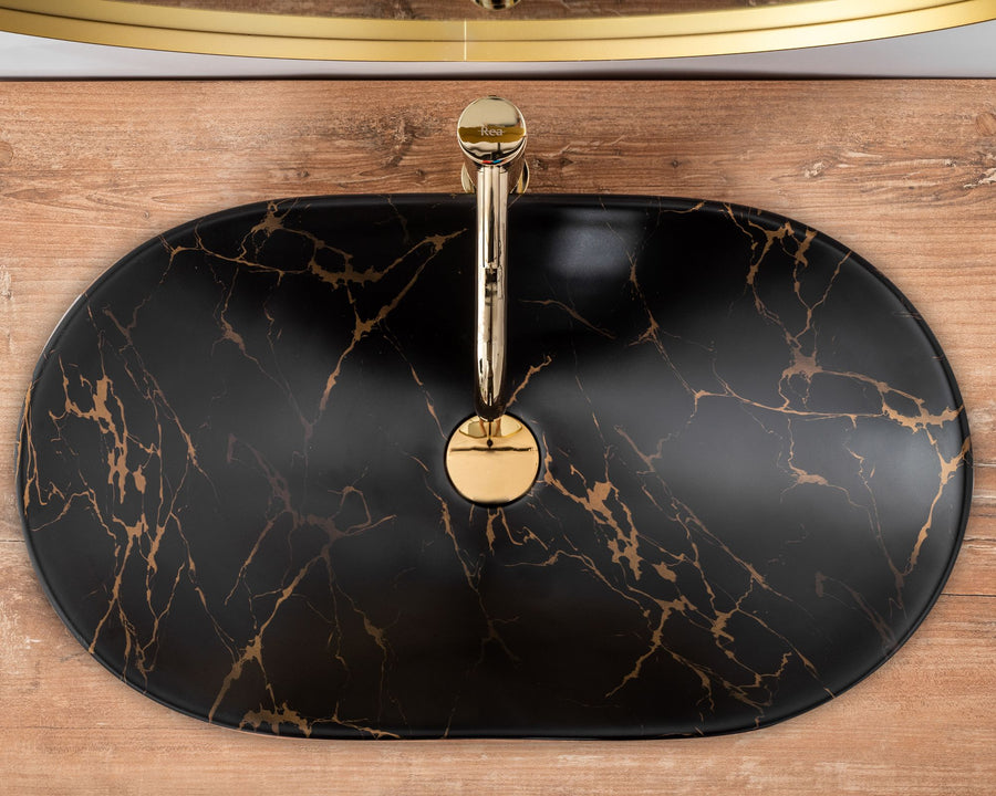 Umywalka nablatowa Rea Royal Black Marble Matt