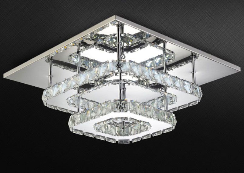 Lampa Sufitowa Kryształowa Plafon LED 24W Kwadratowa APP409-C APP410-C
