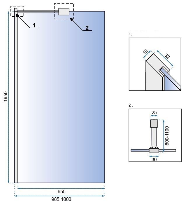 Ścianka prysznicowa Rea Aero N  100 Transparent