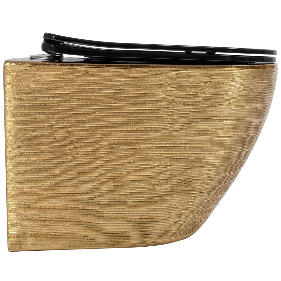Misa WC podwieszana Carlo Mini Rimless Flat czarna złota szczotkowana