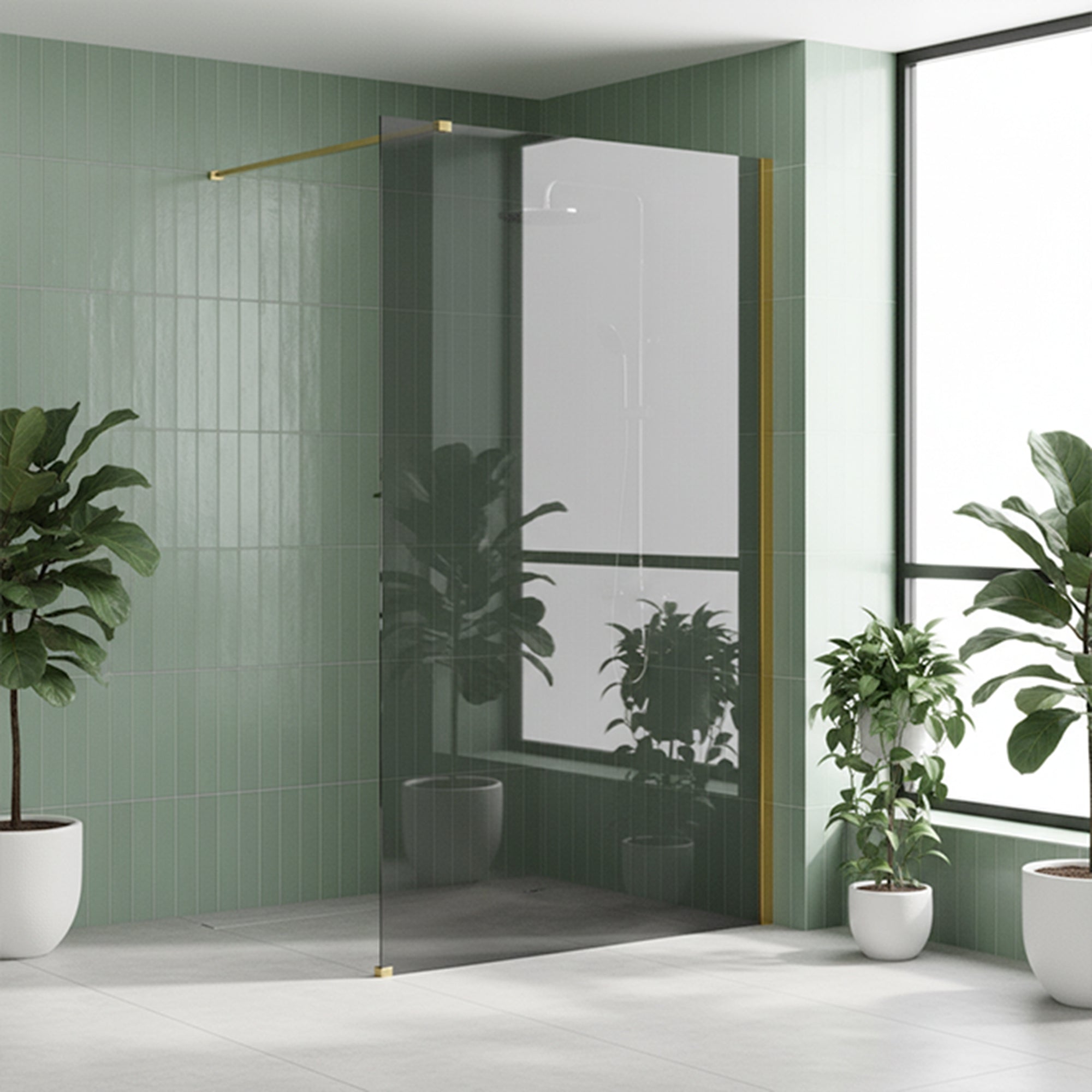 Kabina prysznicowa Walk-In Rea Flexi Grey / Gold 90  9