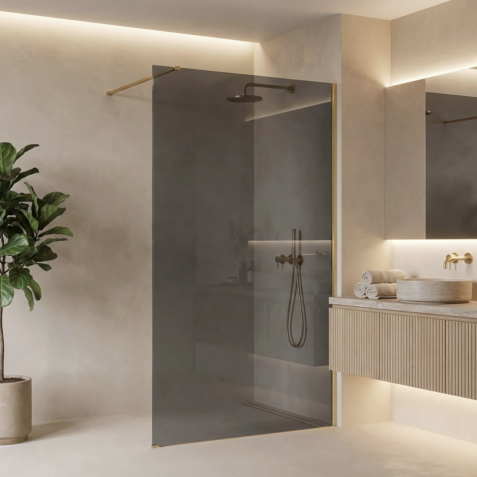 Kabina prysznicowa Walk-In Rea Flexi Grey / Brush Gold 120  1