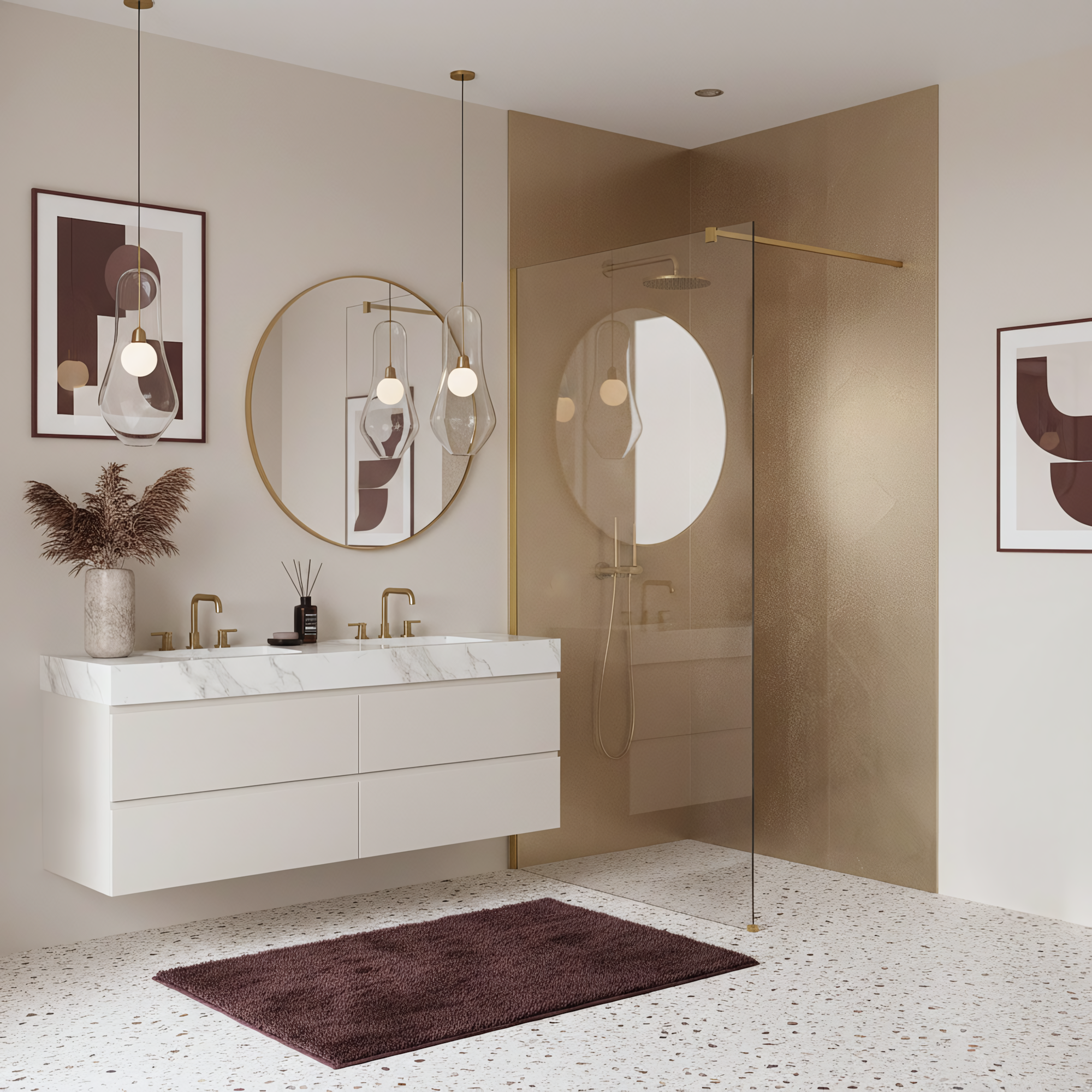 Kabina Prysznicowa Walk-in Rea Flexi Transparent / Brush Gold 110  4