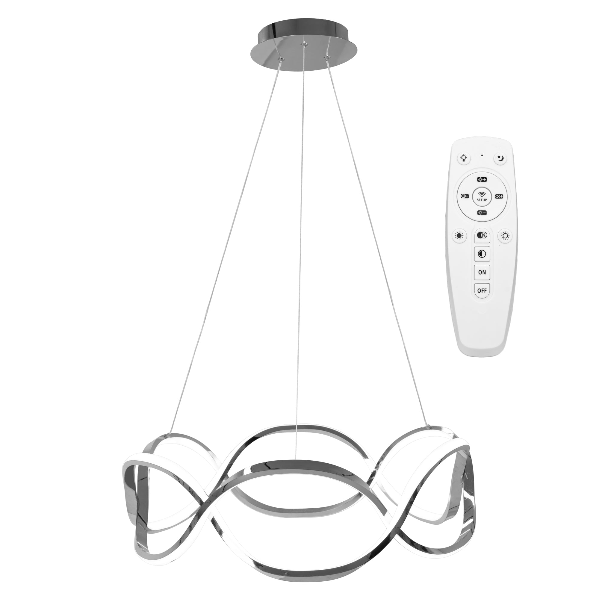 Lampa sufitowa nowoczesna LED + PILOT APP801-CP Twist Chrome  1