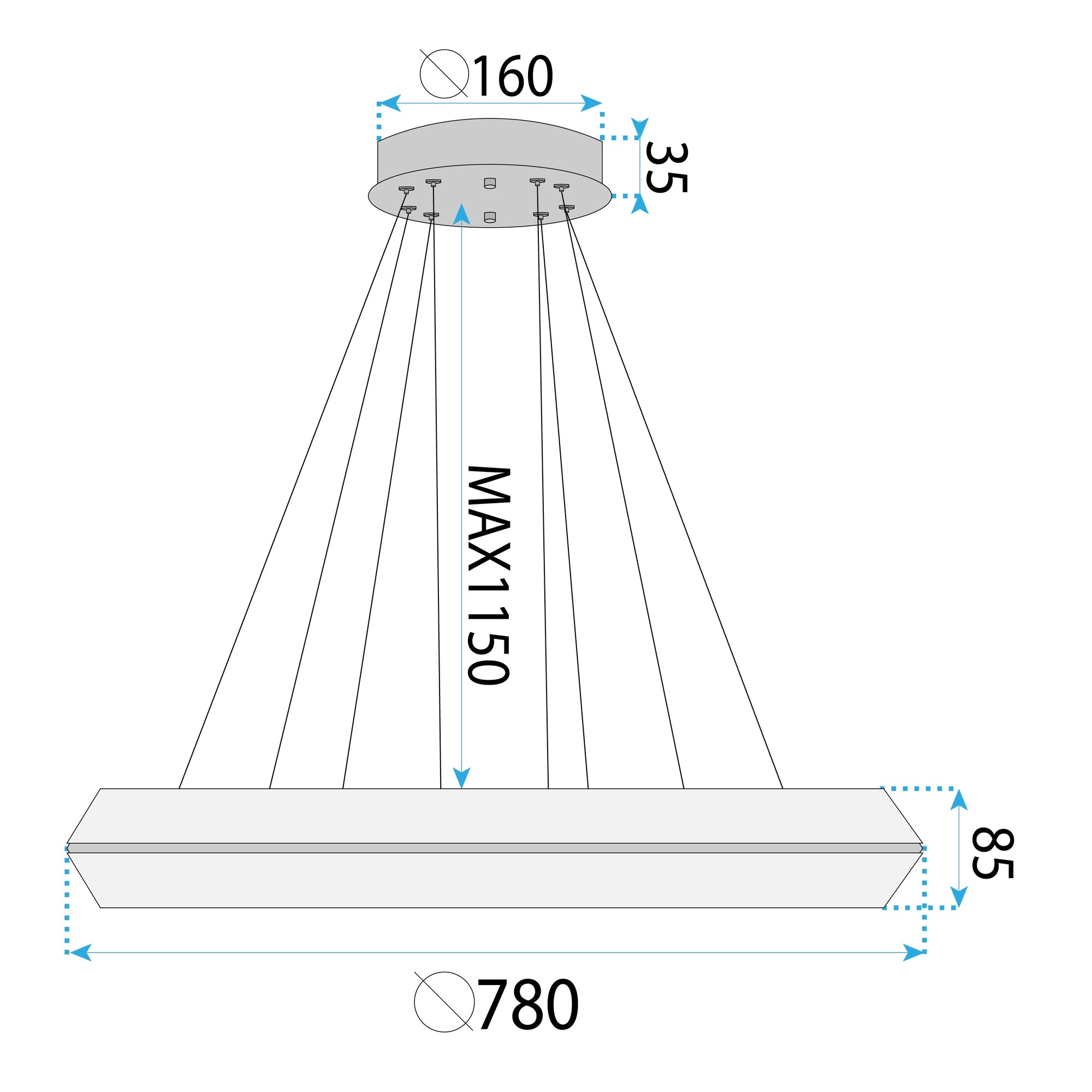 Lampa Sufitowa Wisząca Led App1769-cp Złota 80cm  11