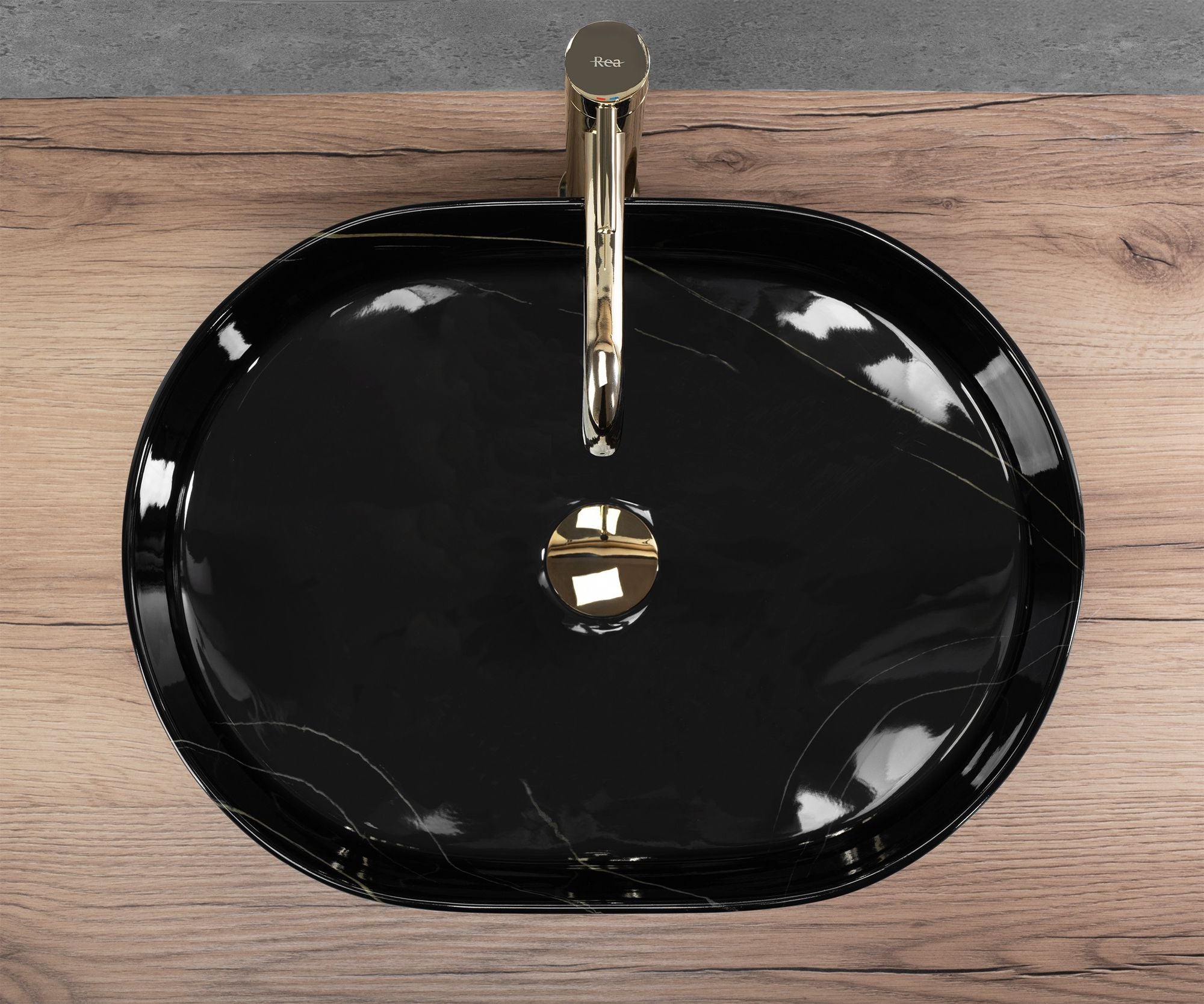 Umywalka nablatowa Rea Nadia 50 Black Stone  2