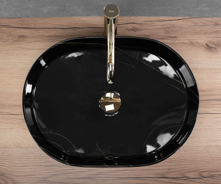 Umywalka nablatowa Rea Nadia 50 Black Stone  2