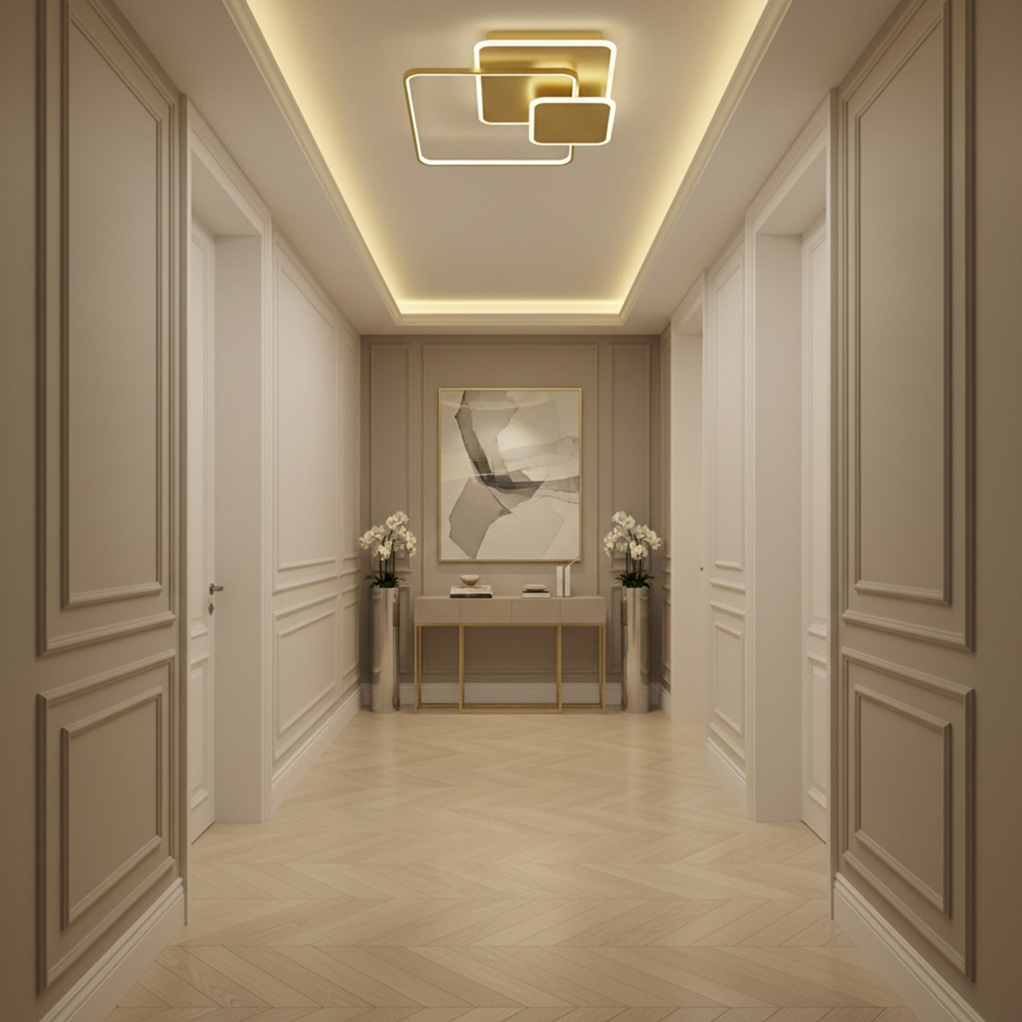 Lampa sufitowa APP1713-C plafon LED ZŁOTA + pilot  5
