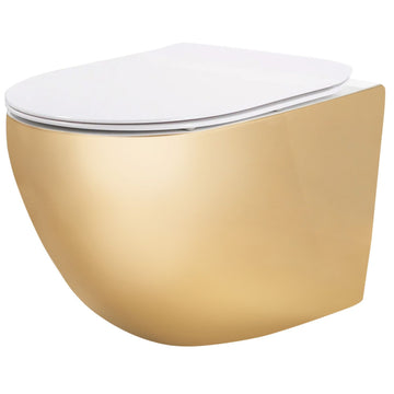 Misa WC podwieszana  Carlo Mini Rimless Flat Złoto Biała