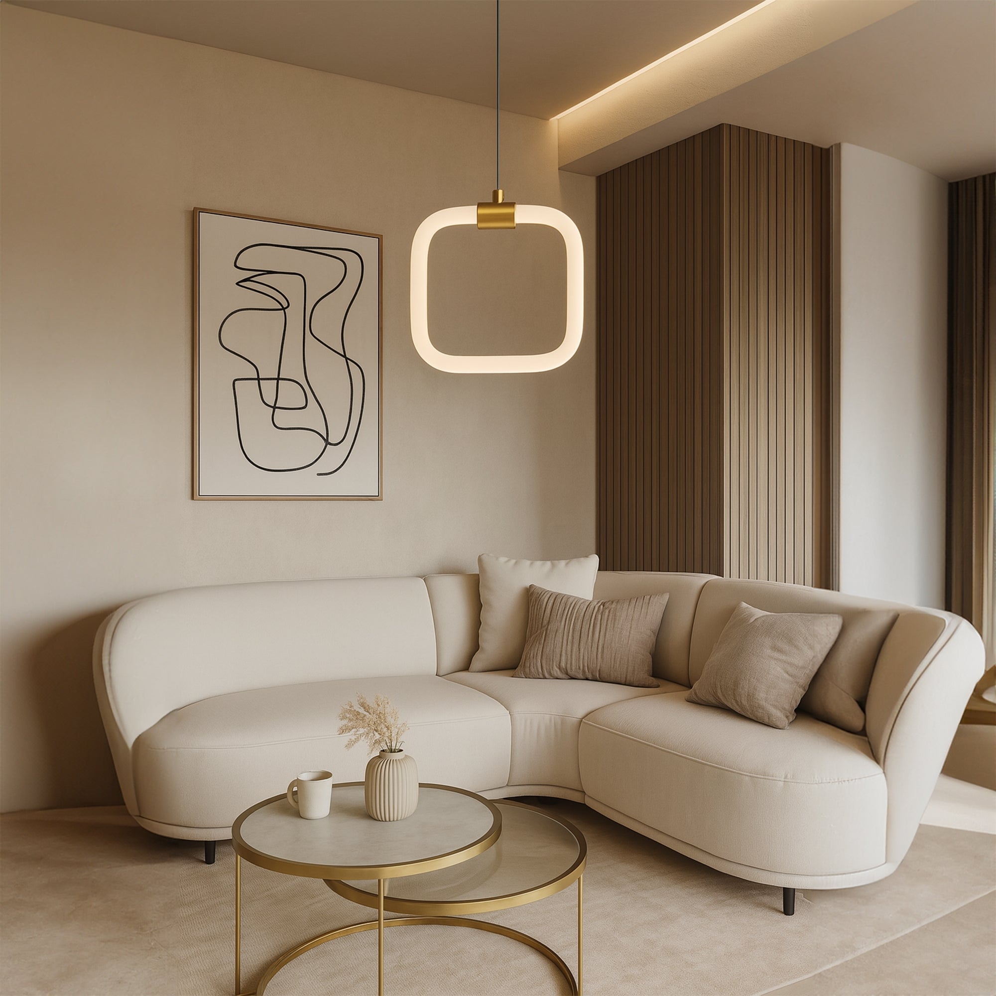 Lampa Sufitowa Wisząca Led Lhj057-cp1 Złota Szczotkowana  3