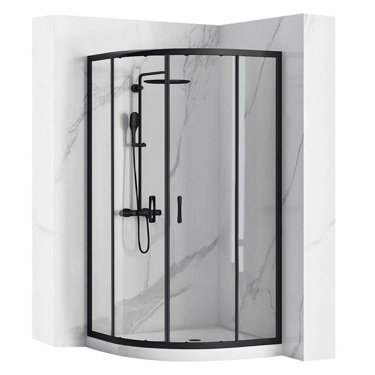 Kabina Prysznicowa Rea Look Czarna Black 80x80 Bez brodzika 1