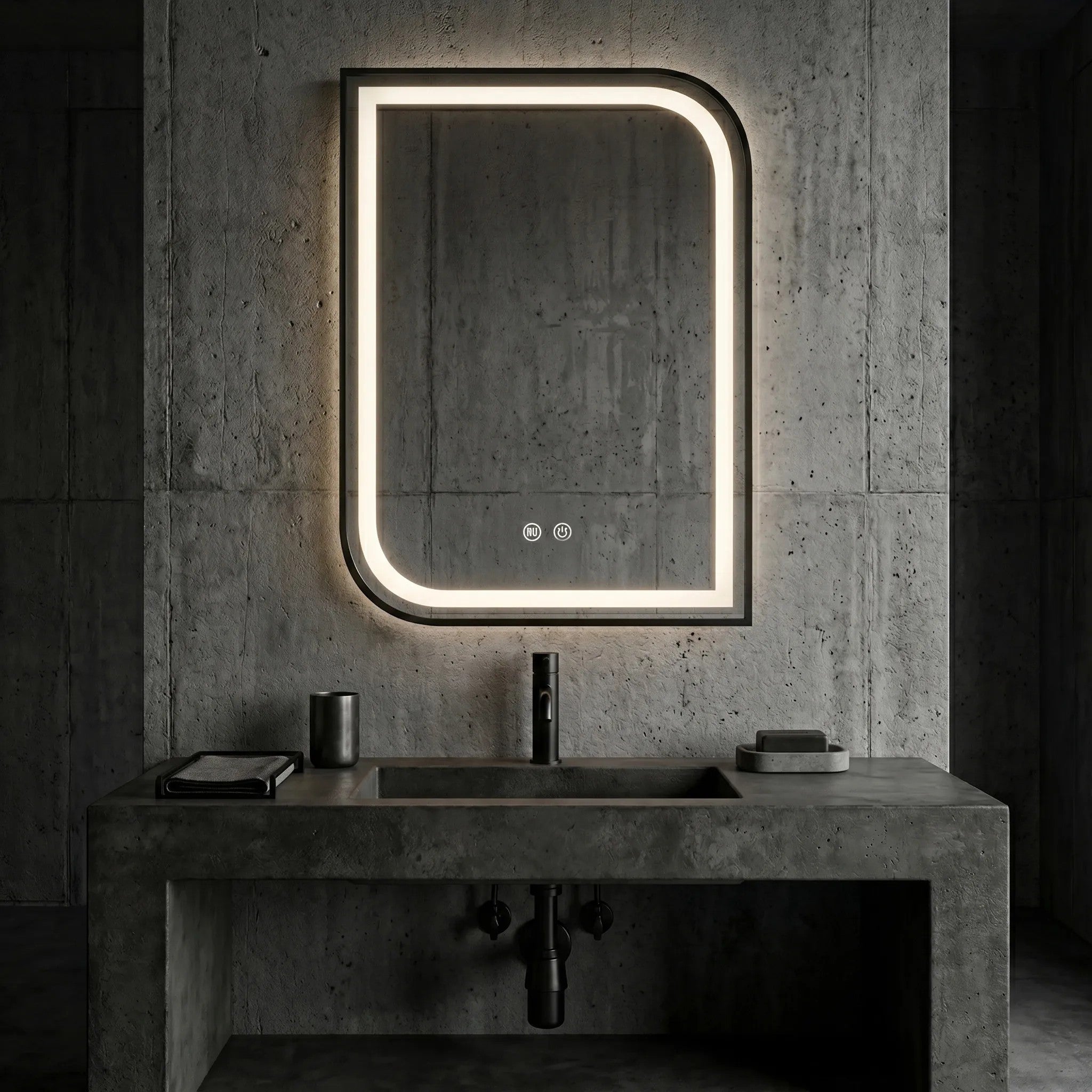 Lustro ścienne LED ZONE 80X60 Czarny  4