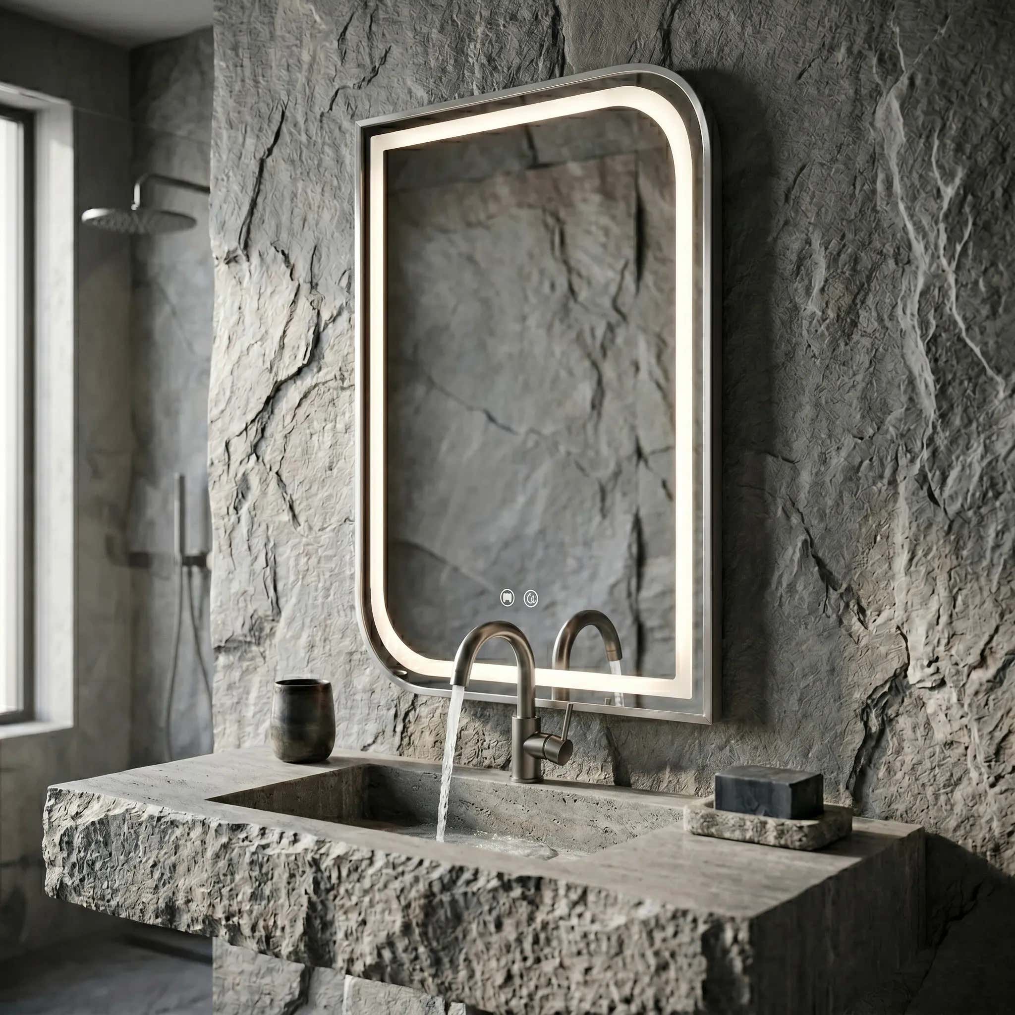 Lustro ścienne LED ZONE 70x50 Nikiel Szczotkowany  4