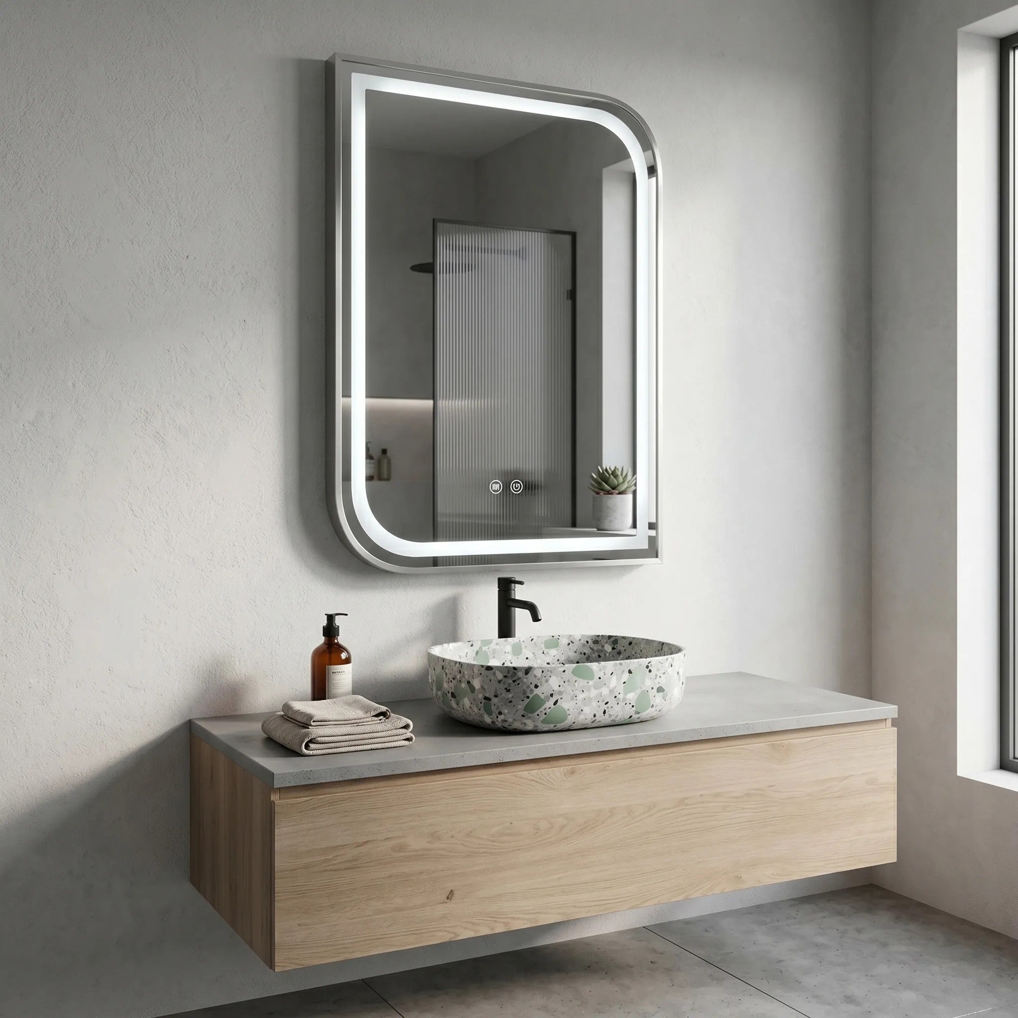 Lustro ścienne LED ZONE 80x60 Nikiel Szczotkowany  4