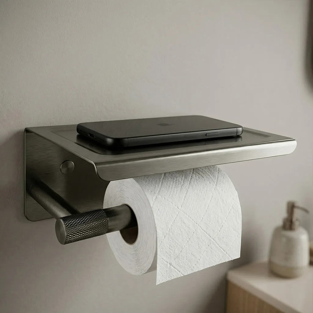 Uchwyt na papier toaletowy z półką 6613 Modern Tytan  4