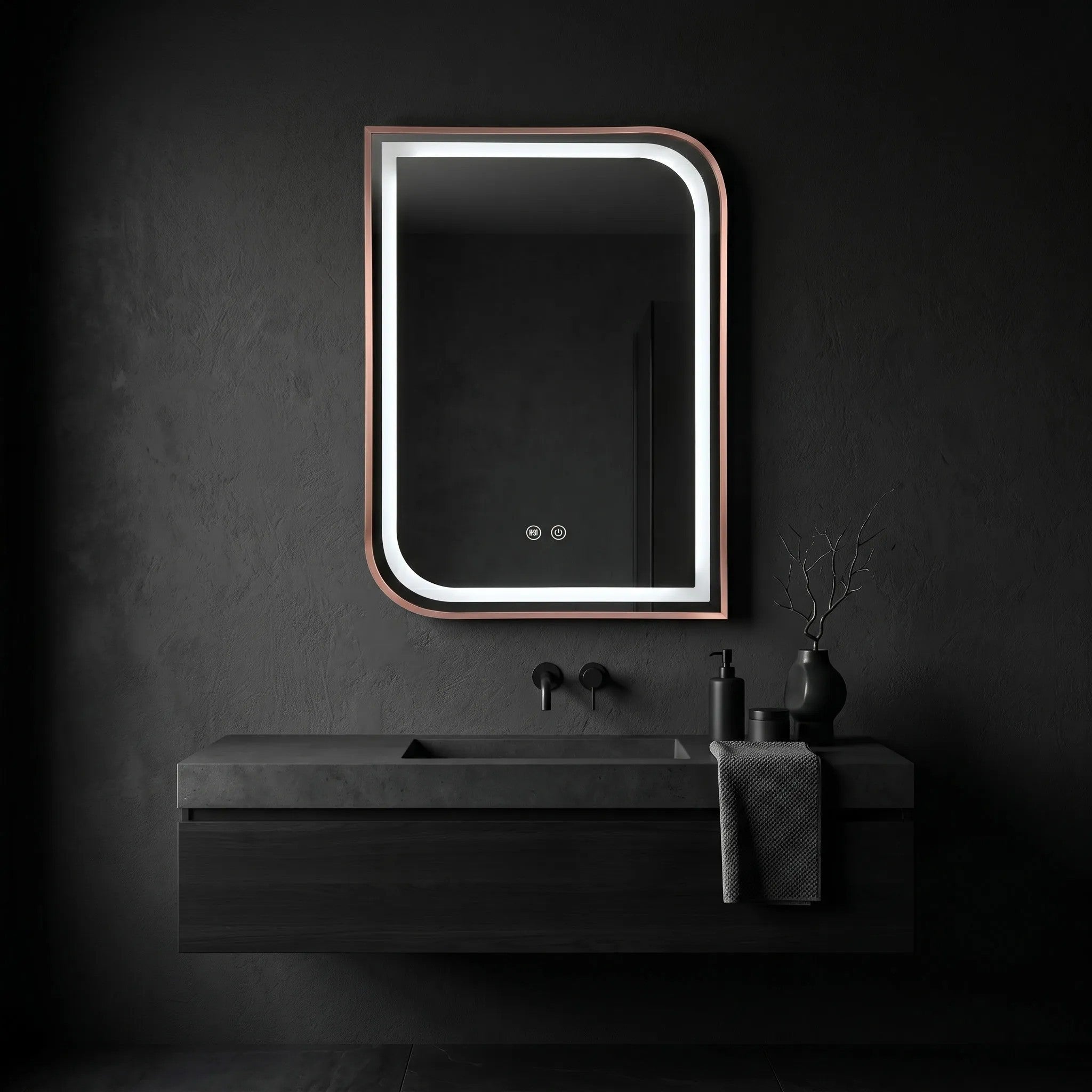 Lustro ścienne LED ZONE 70x50 Różowe Złoto Szczotkowane  4